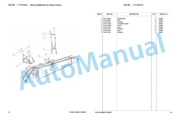 Komatsu PC200-8 Swing Yarder Hydraulic Excavator Parts Manual FEN87001-01TH-5