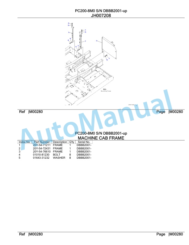 Komatsu PC200-8M0 Hydraulic Excavator Parts Manual DBBB2001-up-4