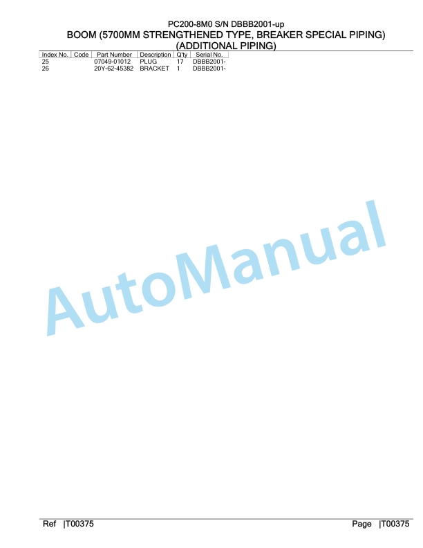 Komatsu PC200-8M0 Hydraulic Excavator Parts Manual DBBB2001-up-5
