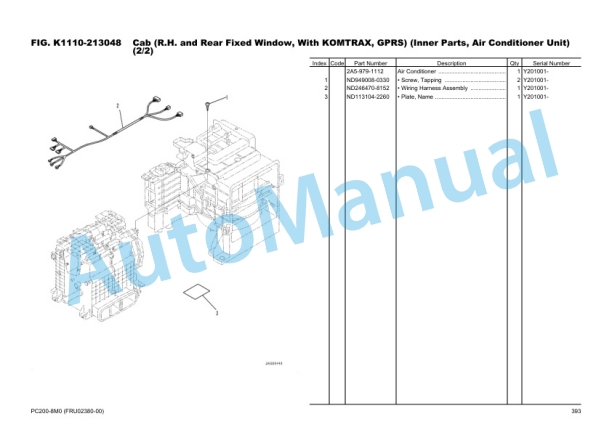 Komatsu PC200-8M0 Parts Manual FRU02380-00-4