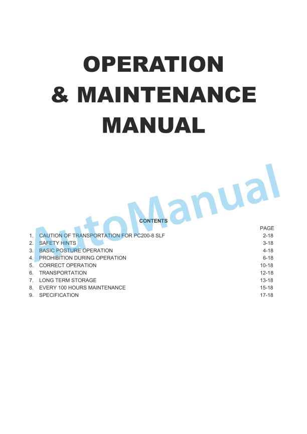 Komatsu PC200-8M0, PC200LC-8M0 Parts Manual FENC0008-02
