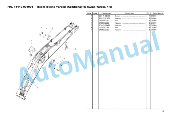 Komatsu PC200-8M0 Swing Yarder Hydraulic Excavator Parts Manual FENC0009-00-5