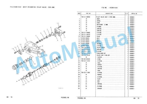 Komatsu PC200EL-6K, PC200EN-6K Hydraulic Excavator Parts Manual UEPB000701-3