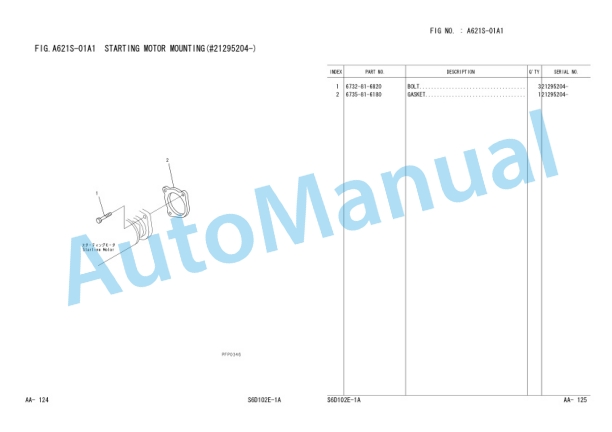 Komatsu PC200EL-6K, PC200EN-6K Hydraulic Excavator Parts Manual UEPB000704-2