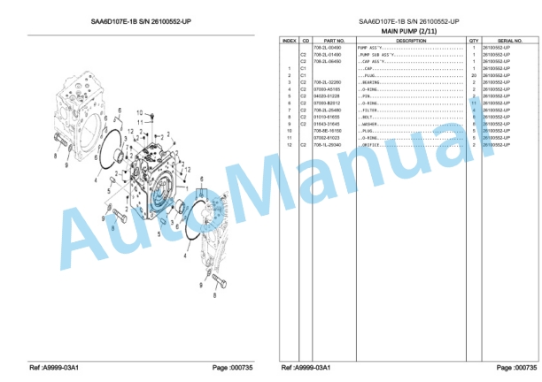 Komatsu PC200F-8 Hydraulic Excavator Parts Manual LEPBP208F0-2