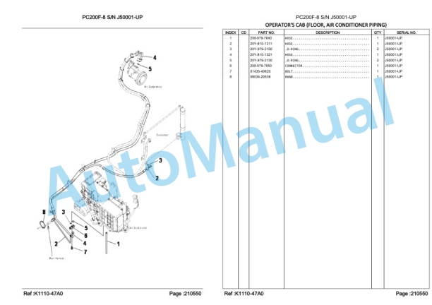 Komatsu PC200F-8 Hydraulic Excavator Parts Manual LEPBP208F0-4