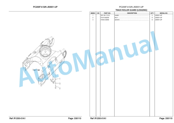 Komatsu PC200F-8 Hydraulic Excavator Parts Manual LEPBP208F0-5
