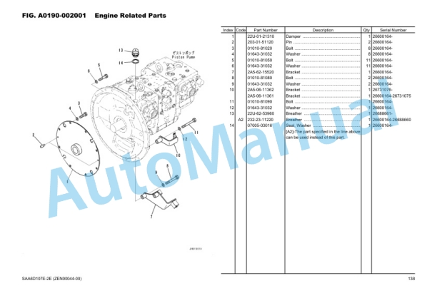 Komatsu PC200i-10 Hydraulic Excavator Parts Manual ZEN00044-00-2