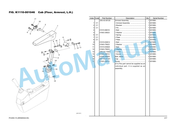 Komatsu PC200i-10 Hydraulic Excavator Parts Manual ZEN00044-00-4
