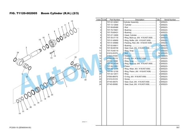 Komatsu PC200i-10 Hydraulic Excavator Parts Manual ZEN00044-00-5