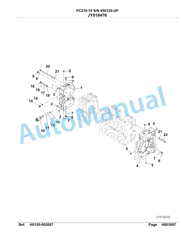 Komatsu PC210-10 Hydraulic Excavator Parts Manual 450120-Up-2