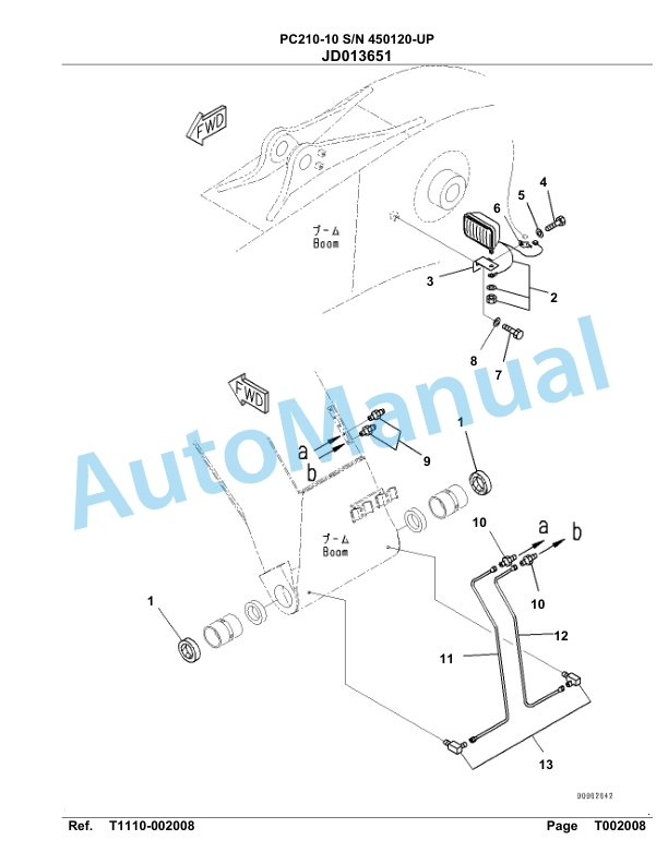 Komatsu PC210-10 Hydraulic Excavator Parts Manual 450120-Up-5