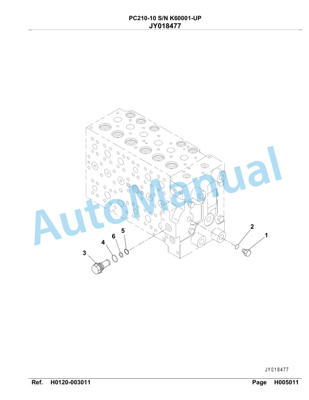 Komatsu PC210-10 Hydraulic Excavator Parts Manual SAA6DE2U-2