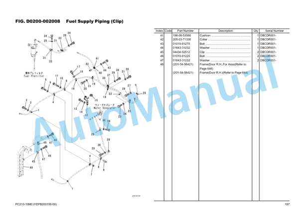 Komatsu PC210-10M0 Hydraulic Excavator Parts Manual YEPB200100-00-2