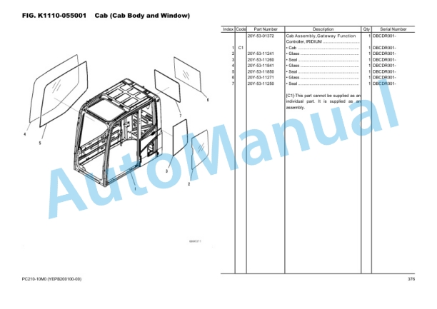 Komatsu PC210-10M0 Hydraulic Excavator Parts Manual YEPB200100-00-3