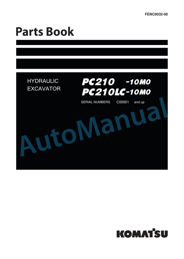 Komatsu PC210-10M0, PC210LC-10M0 Hydraulic Excavator Parts Manual FENC0032-00