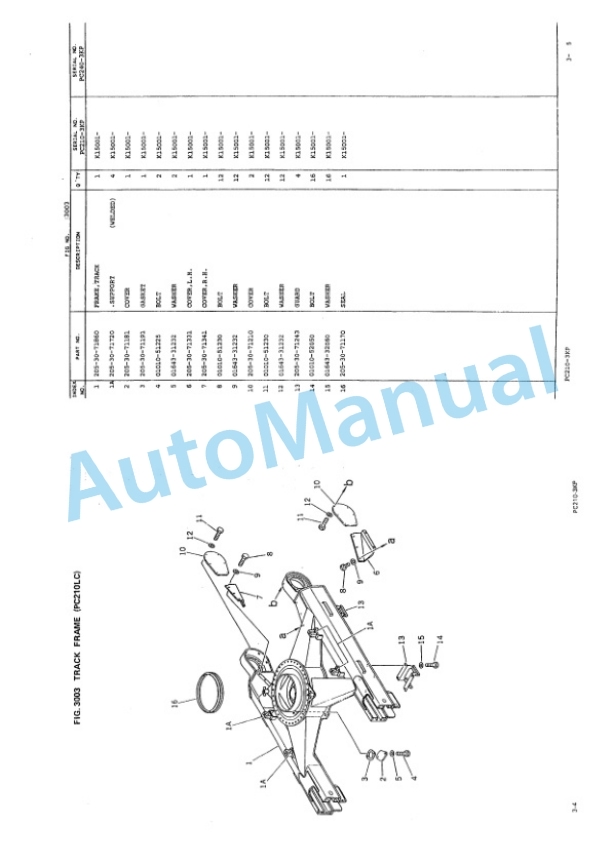 Komatsu PC210-3KP, PC210LC-3KP, PC240-3KP, PC240LC-3KP, PC240NLC-3KP Parts Manual PEPBK2053P00-2