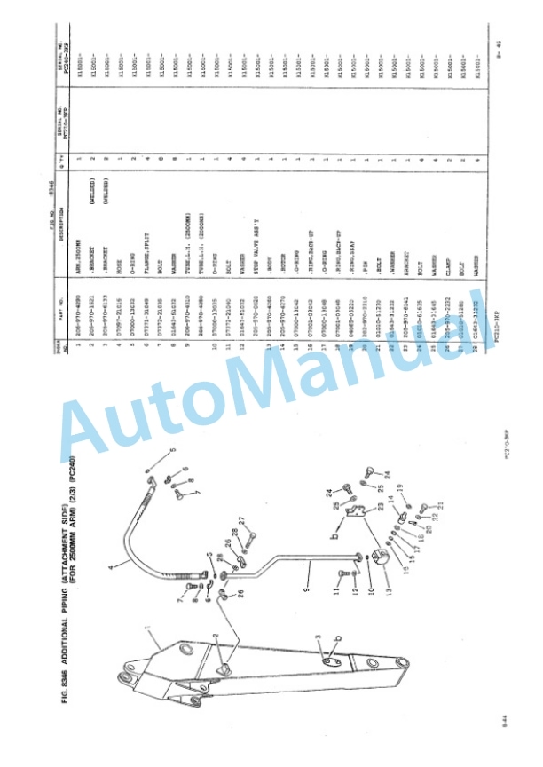 Komatsu PC210-3KP, PC210LC-3KP, PC240-3KP, PC240LC-3KP, PC240NLC-3KP Parts Manual PEPBK2053P00-5