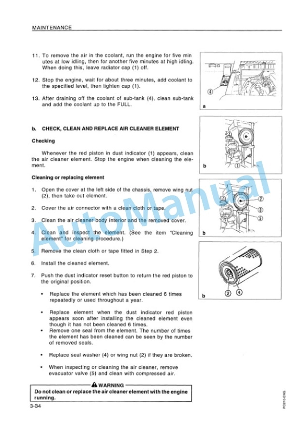 Komatsu PC210-5K, PC210LC-5K, PC240-5K, PC240LC-5K, PC240NLC-5K Hydraulic Excavator Operation and Maintenance Manual EEAM003101-5
