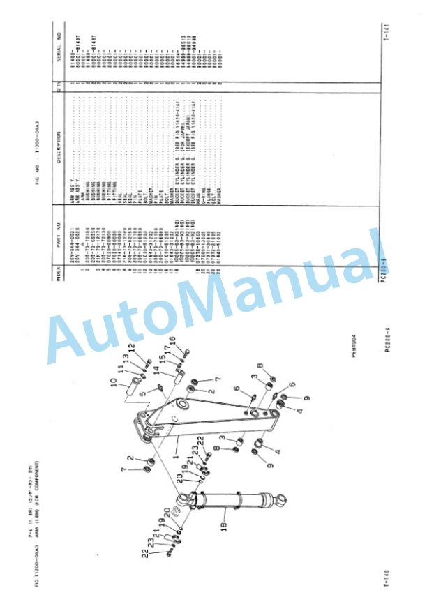 Komatsu PC210-6, PC210LC-6 Hydraulic Excavator Parts Manual EEPB006200-4