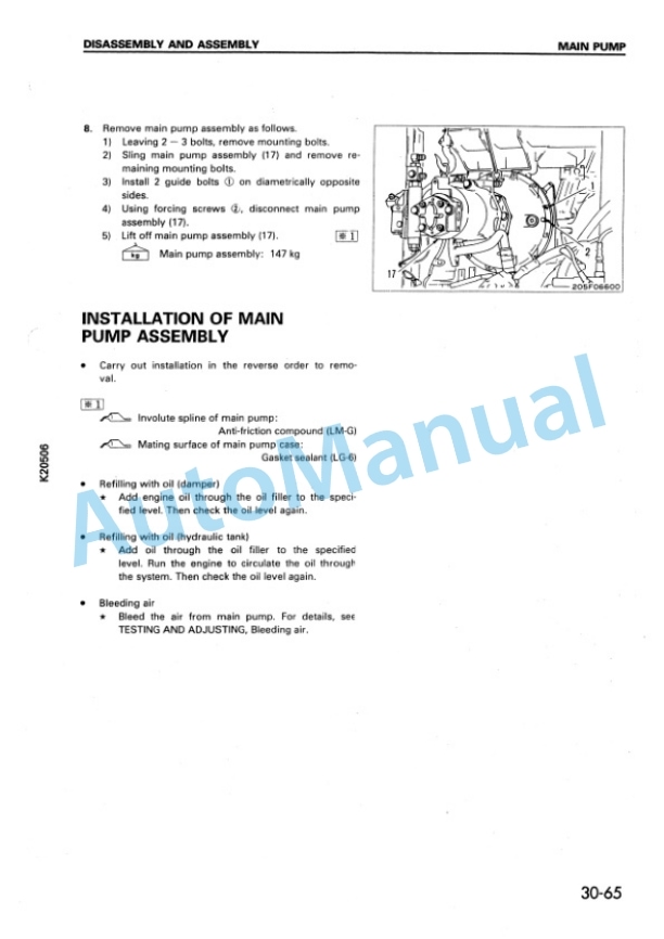 Komatsu PC210-6K, PC210LC-6K, PC240-6K, PC240LC-6K, PC240NLC-6K Hydraulic Excavator Shop Manual EEBM000505-5