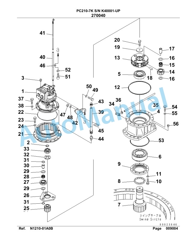 Komatsu PC210-7K Hydraulic Excavator Parts Manual SAA6D15U-4