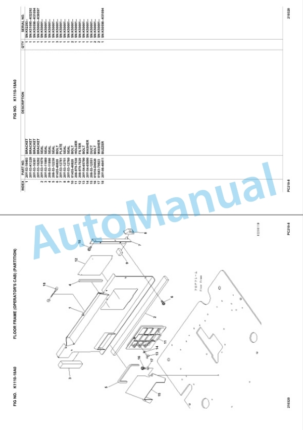 Komatsu PC210-8, PC210LC-8, PC210NLC-8 Hydraulic Excavator Parts Manual UEPC000700-3