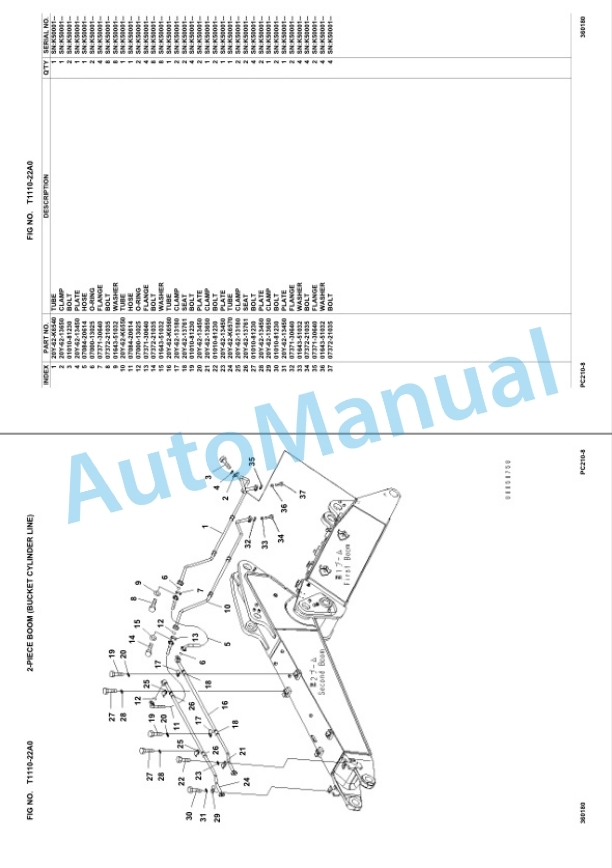 Komatsu PC210-8, PC210LC-8, PC210NLC-8 Hydraulic Excavator Parts Manual UEPC000700-4