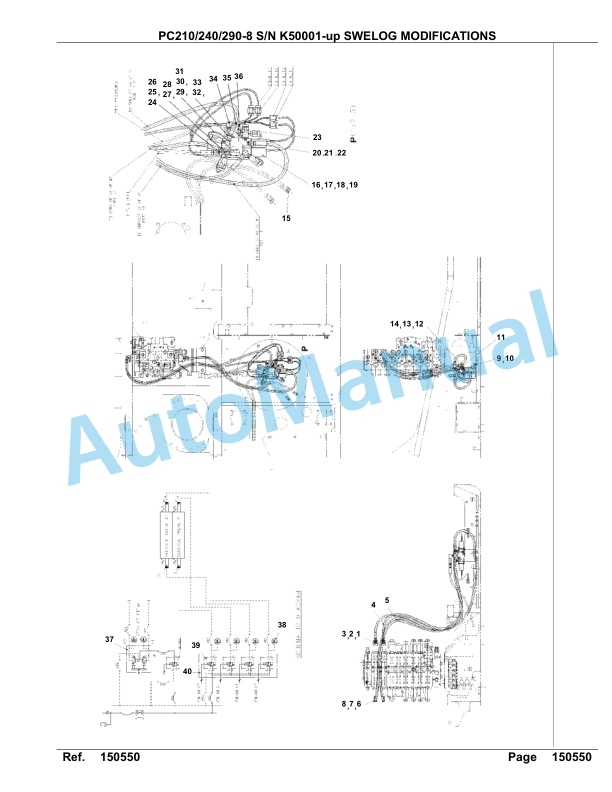 Komatsu PC210-8, PC240-8, PC290-8 Hydraulic Excavator Parts Manual K50001-UP-2