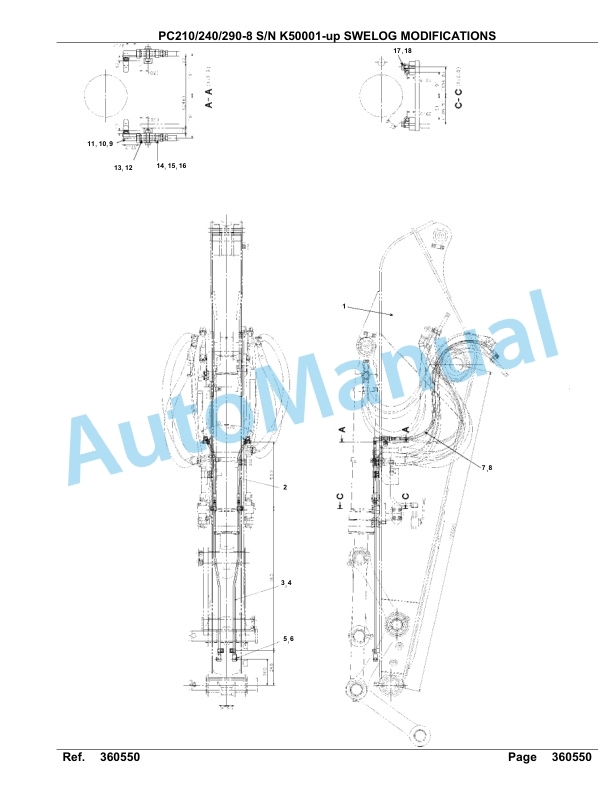 Komatsu PC210-8, PC240-8, PC290-8 Hydraulic Excavator Parts Manual K50001-UP-5