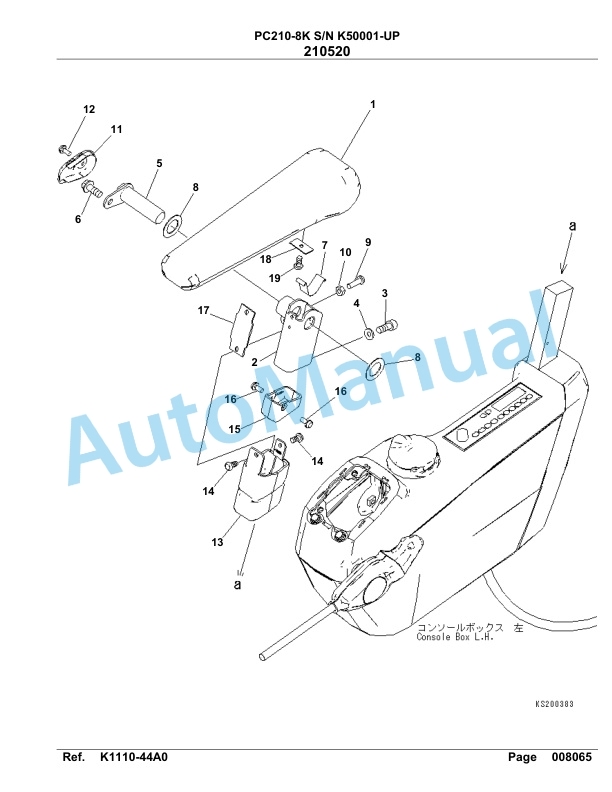 Komatsu PC210-8K Hydraulic Excavator Parts Manual SAA6D1GU-3