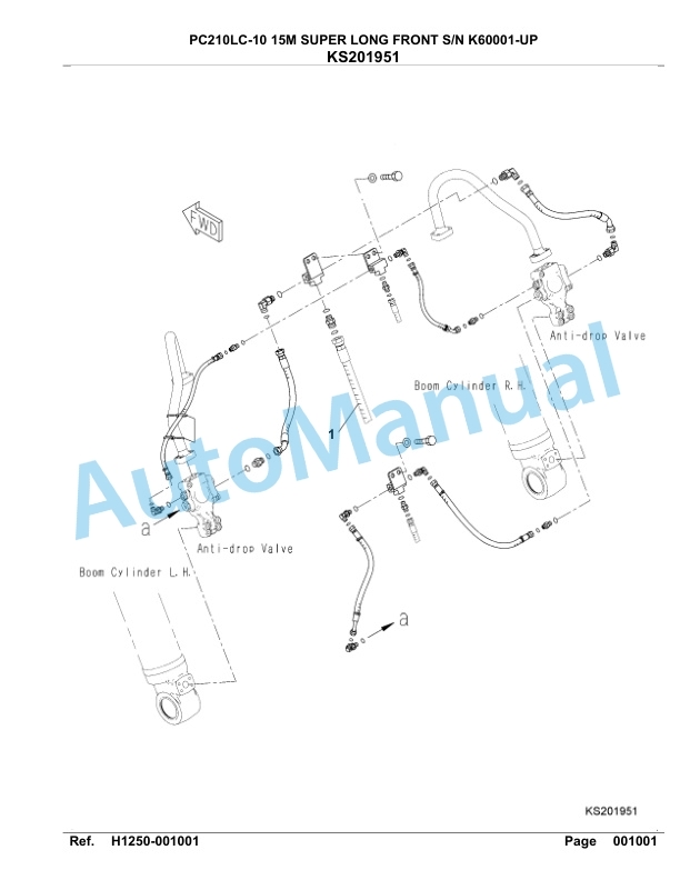 Komatsu PC210LC-10 15M Super Long Front Hydraulic Excavator Parts Manual K60001-UP-2