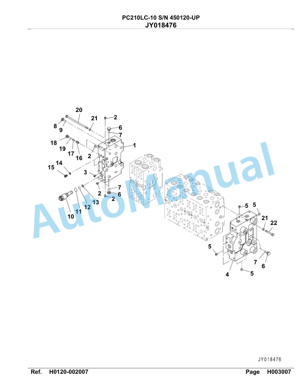 Komatsu PC210LC-10 Hydraulic Excavator Parts Manual 450120-Up-2