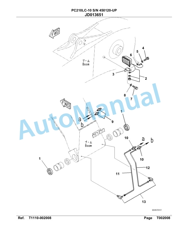 Komatsu PC210LC-10 Hydraulic Excavator Parts Manual 450120-Up-5