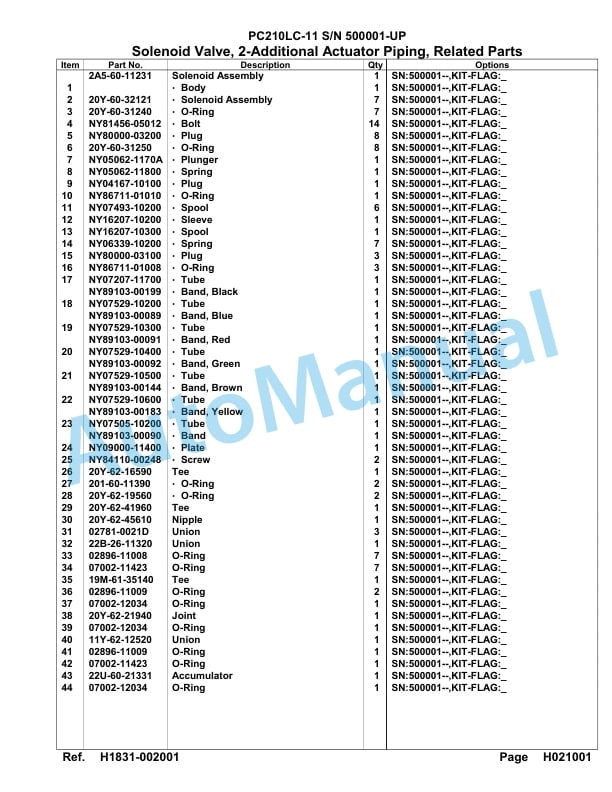 Komatsu PC210LC-11 Hydraulic Excavator Parts Manual 500001-Up-3