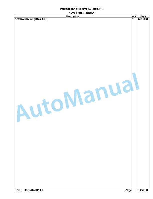 Komatsu PC210LC-11E0 Hydraulic Excavator Parts Manual PC00079U-5