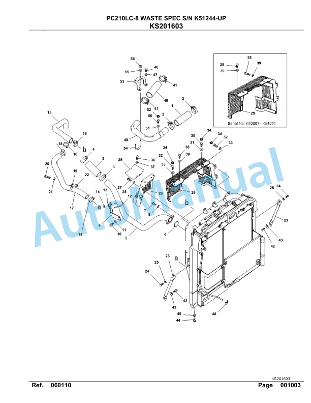 Komatsu PC210LC-8, PC210NLC-8 Waste Spec Hydraulic Excavator Parts Manual K51244-UP-2