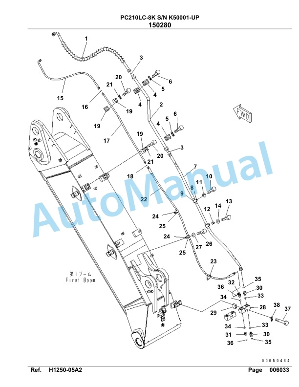 Komatsu PC210LC-8K Hydraulic Excavator Parts Manual SAA6D1GU-2