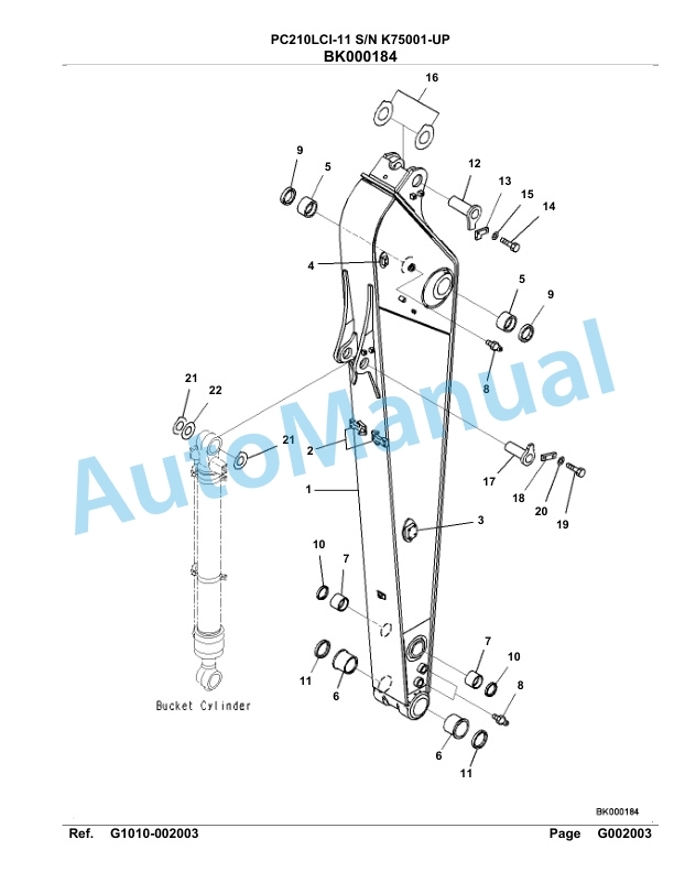 Komatsu PC210LCI-11 Hydraulic Excavator Parts Manual PC00037U-2
