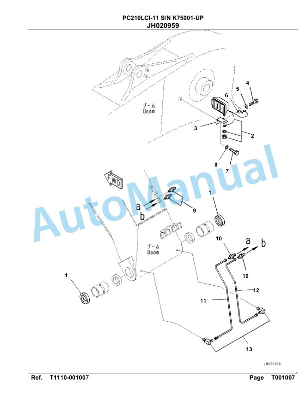 Komatsu PC210LCI-11 Hydraulic Excavator Parts Manual PC00037U-5