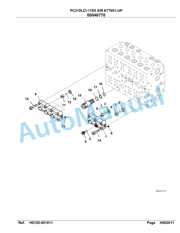 Komatsu PC210LCI-11E0 Hydraulic Excavator Parts Manual PC00099U-2