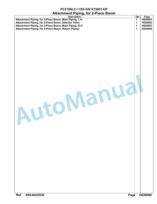 Komatsu PC210NLC-11E0 Hydraulic Excavator Parts Manual PC00081U-3