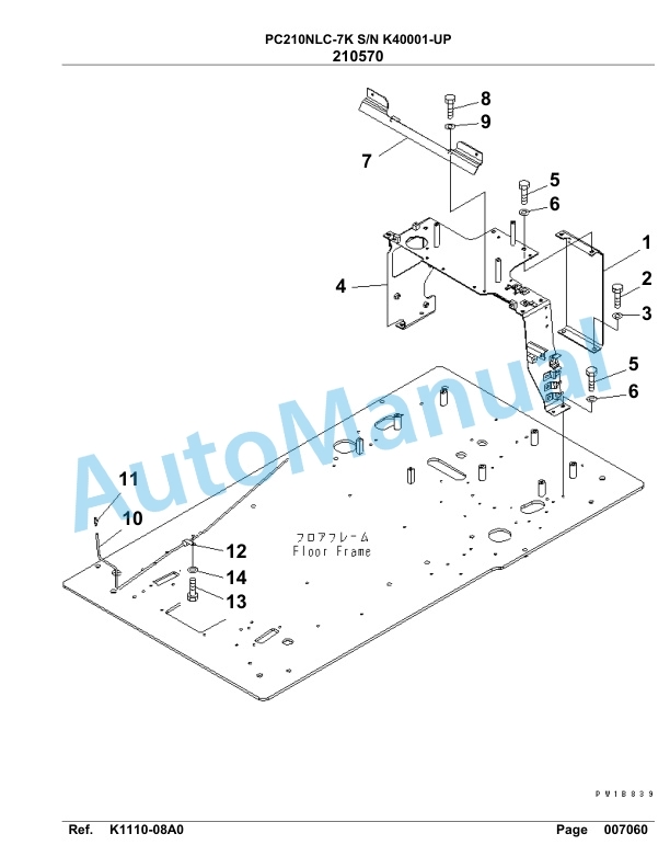 Komatsu PC210NLC-7K Hydraulic Excavator Parts Manual SAA6D15U-3