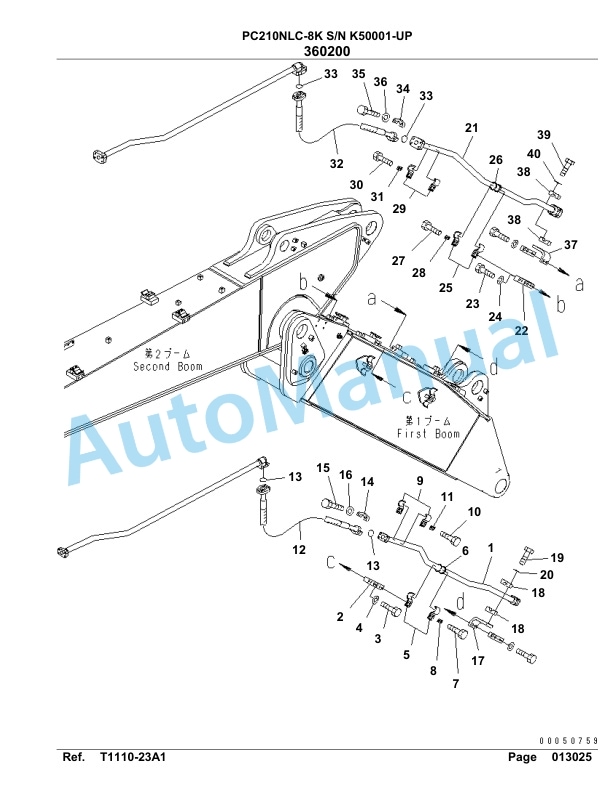 Komatsu PC210NLC-8K Hydraulic Excavator Parts Manual SAA6D1GU-4