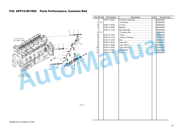Komatsu PC220-8 Hydraulic Excavator Parts Manual FRU01173-00-2
