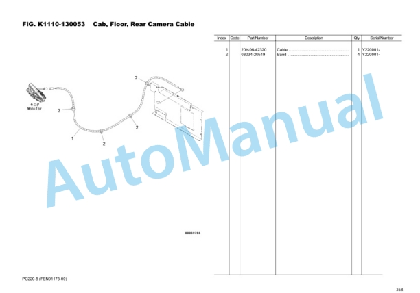 Komatsu PC220-8 Hydraulic Excavator Parts Manual FRU01173-00-4