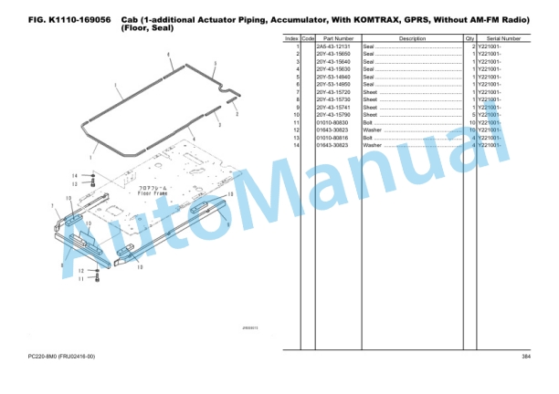 Komatsu PC220-8M0, SAA6D107E-1Q Parts Manual FRU02416-00-4