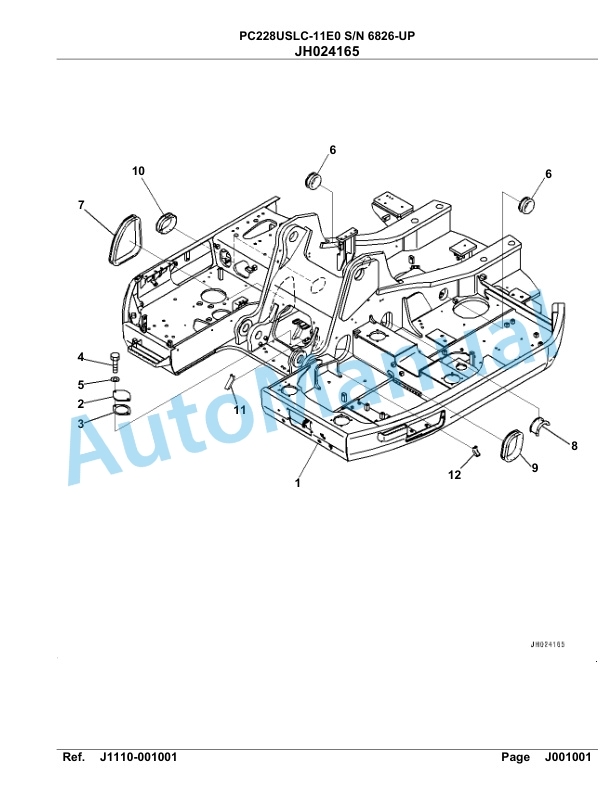 Komatsu PC228USLC-11E0 Hydraulic Excavator Parts Manual 1001853U-3