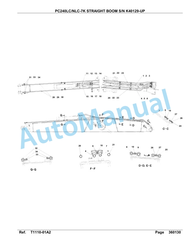 Komatsu PC240LC-7K, PC240NLC-7K Straight Boom Hydraulic Excavator Parts Manual K40129-UP-5