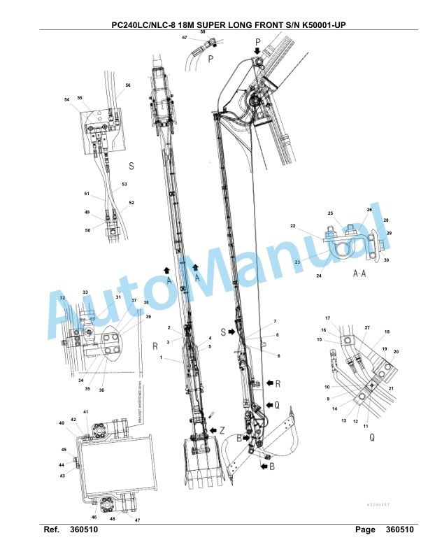 Komatsu PC240LC-8, PC240NLC-8 18M Super Long Front Hydraulic Excavator Parts Manual K50001-up-5